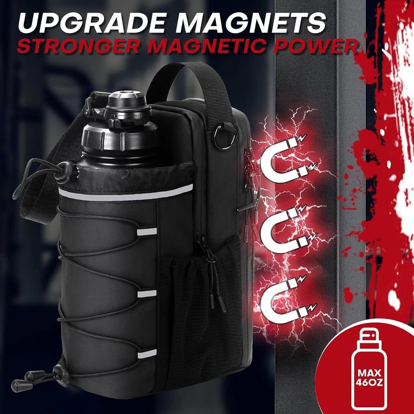 Magnetischer Turnbeutel – Magnetbeutel Für Wasserflaschen | Wasserflaschenhalter | Mehrzweck-Tasche Für Fitnessstudio, Reisen, Arbeit Und Sport | Hält Gegenstände Von Schmutzigen Böden Fern Mit